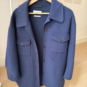 Mango Navy Car Coat (Size S, Handmade)